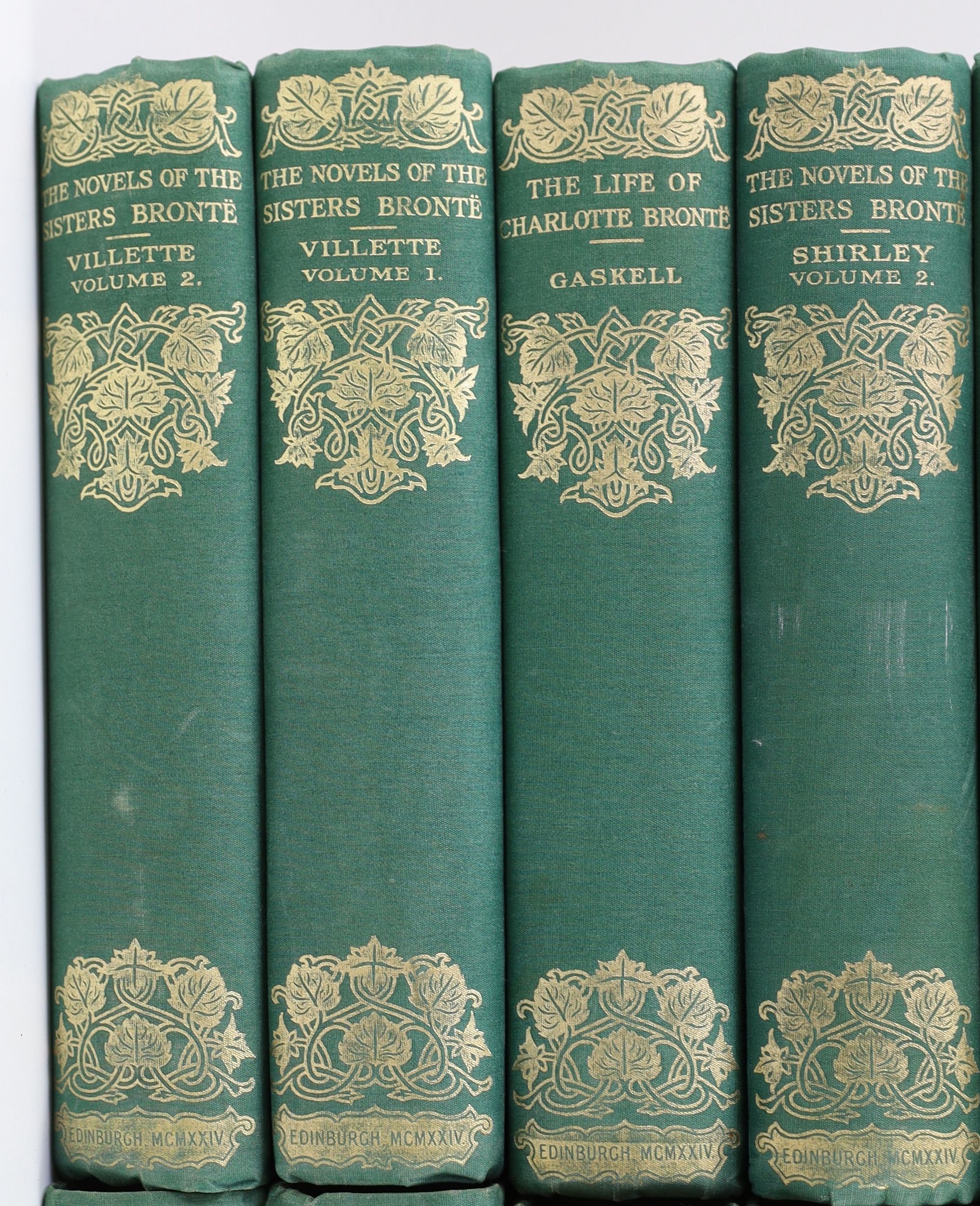 Bronte, Charlotte, Emily and Anne - Works. - ‘’Novels of the Sisters Bronte.’’ - 12 vols, the Thornton edition, edited by Temple Scott, illustrated with 67 plates, original cloth gilt, Edinburgh, 1924